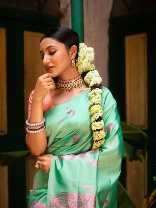 Green With Copper Zari Kanjeevaram Silk