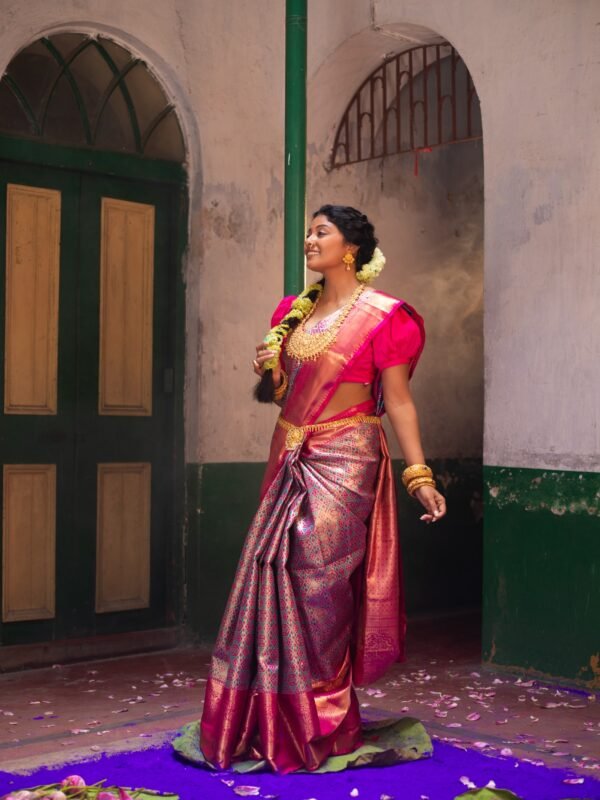 Pure Kanjeevaram Jute Silk With Pichwai Weave