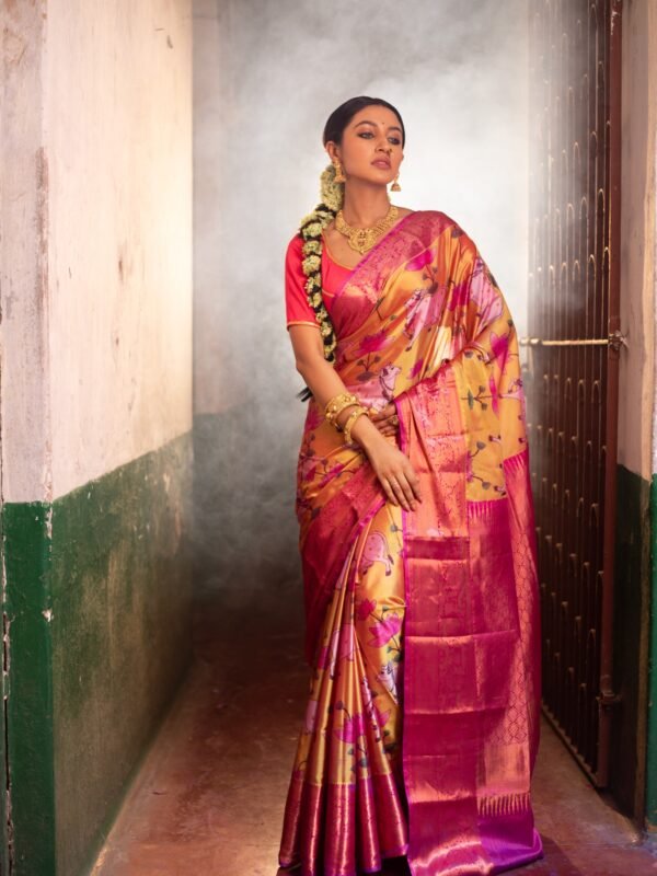 Pure Kanjeevaram Jute Silk With  Pichwai Weave