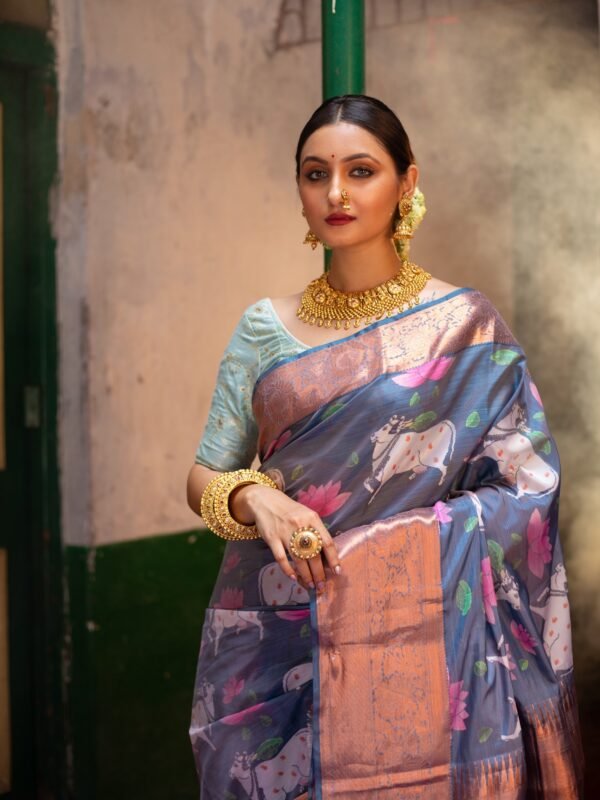 Pure Kanjeevaram Jute Silk With  Pichwai Weave