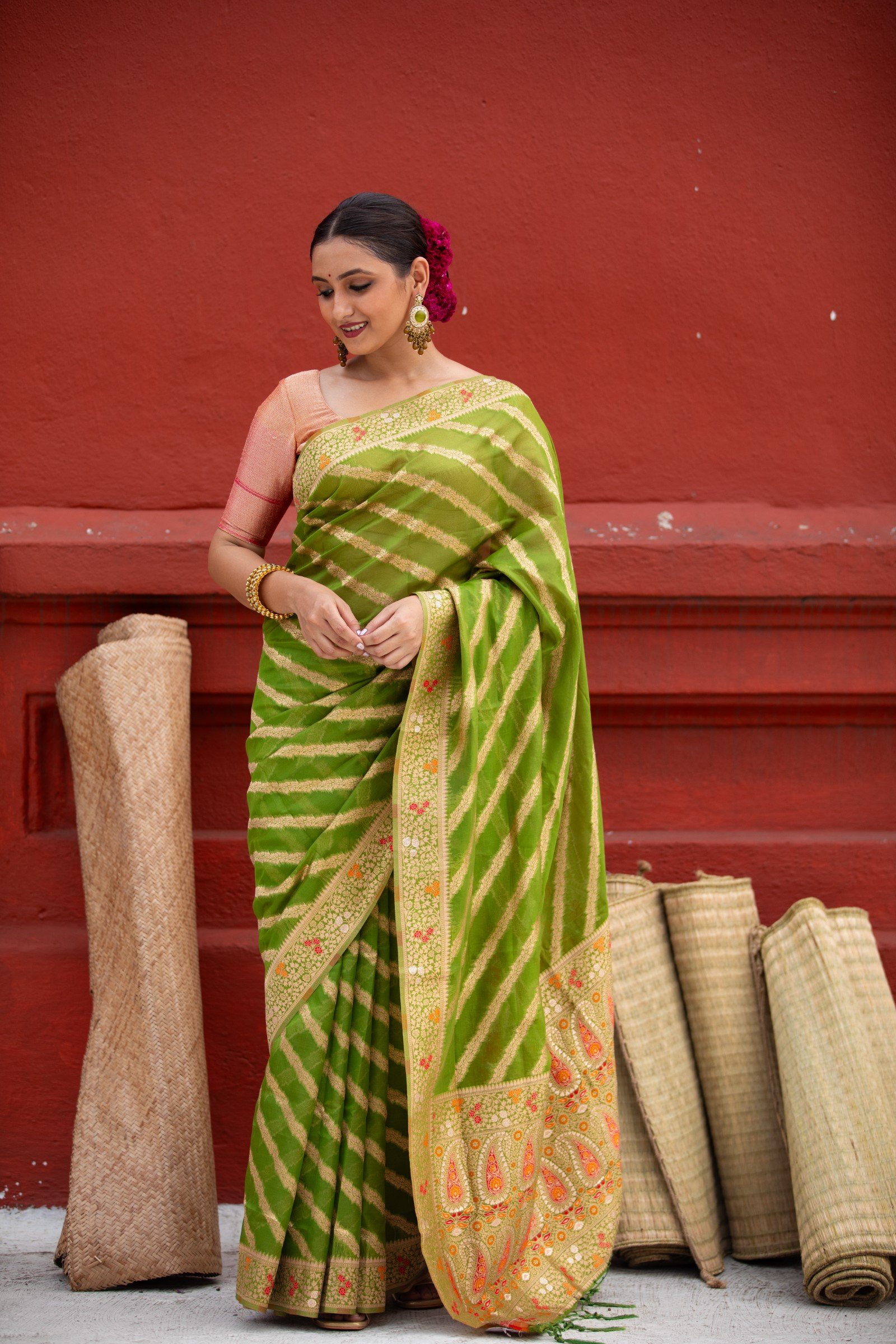 Organza Benarasi With Meenakari Work