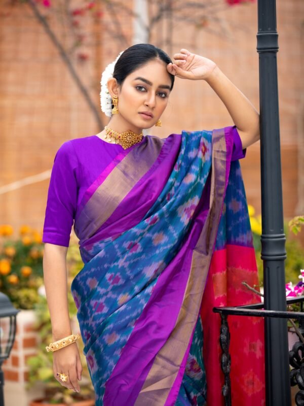 South Silk With Ikkat Print