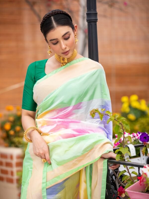 South Silk With Ikkat Print