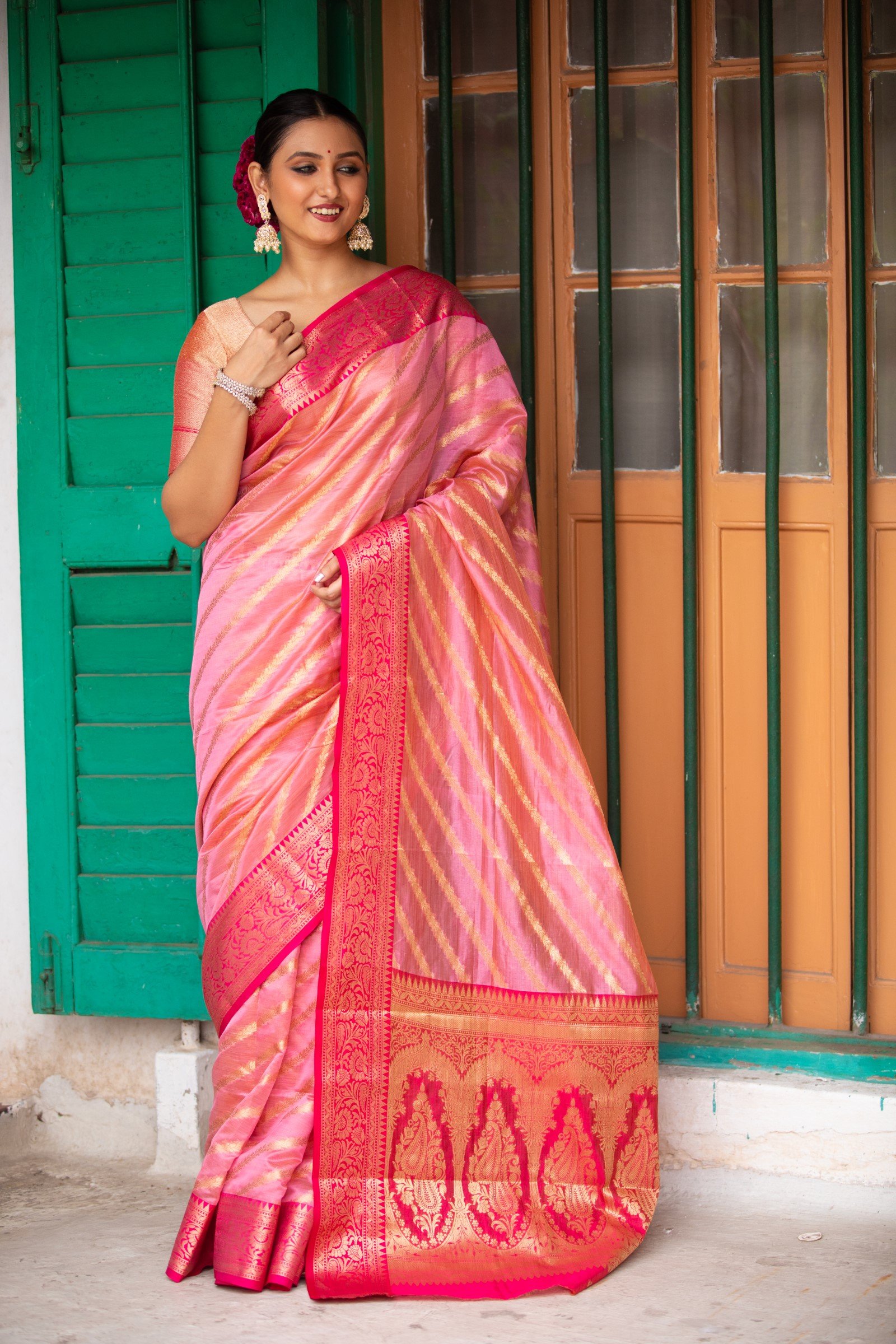 Organza Benarasi Wth Meenakari Work