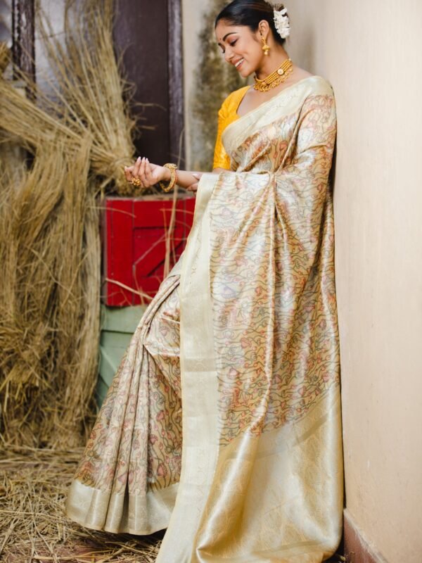 Benarasi Silk With Pichwai Print