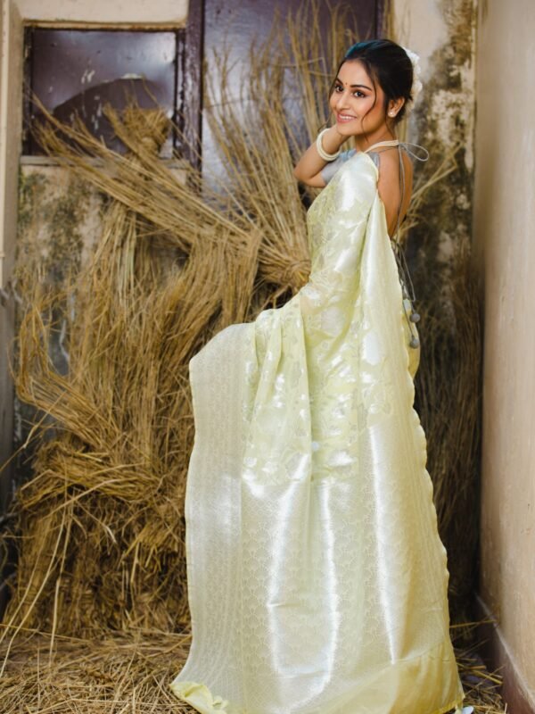 Pure Benarasi Silk With Silver Zariweave