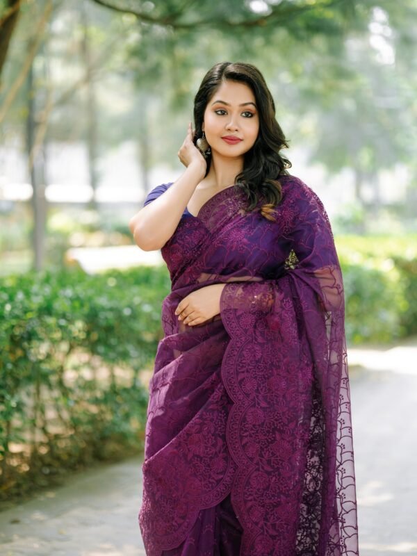 pure organza with whole body embroidery